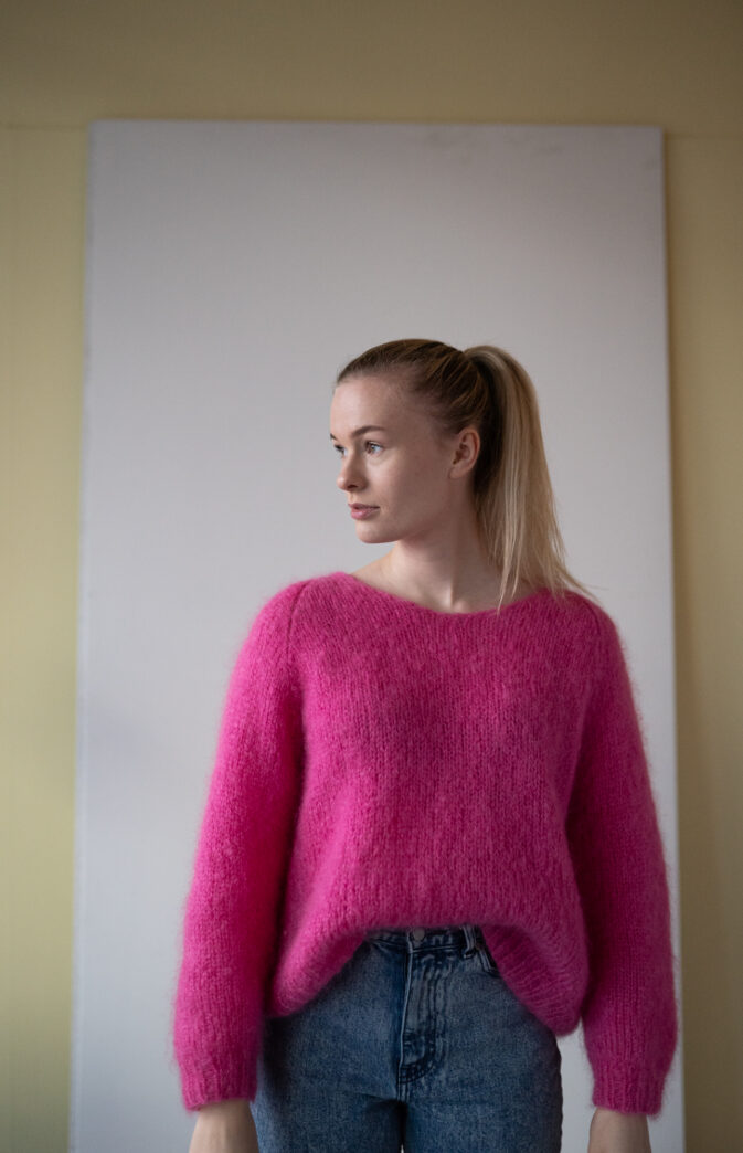 strikkegenser mohair oppskrift