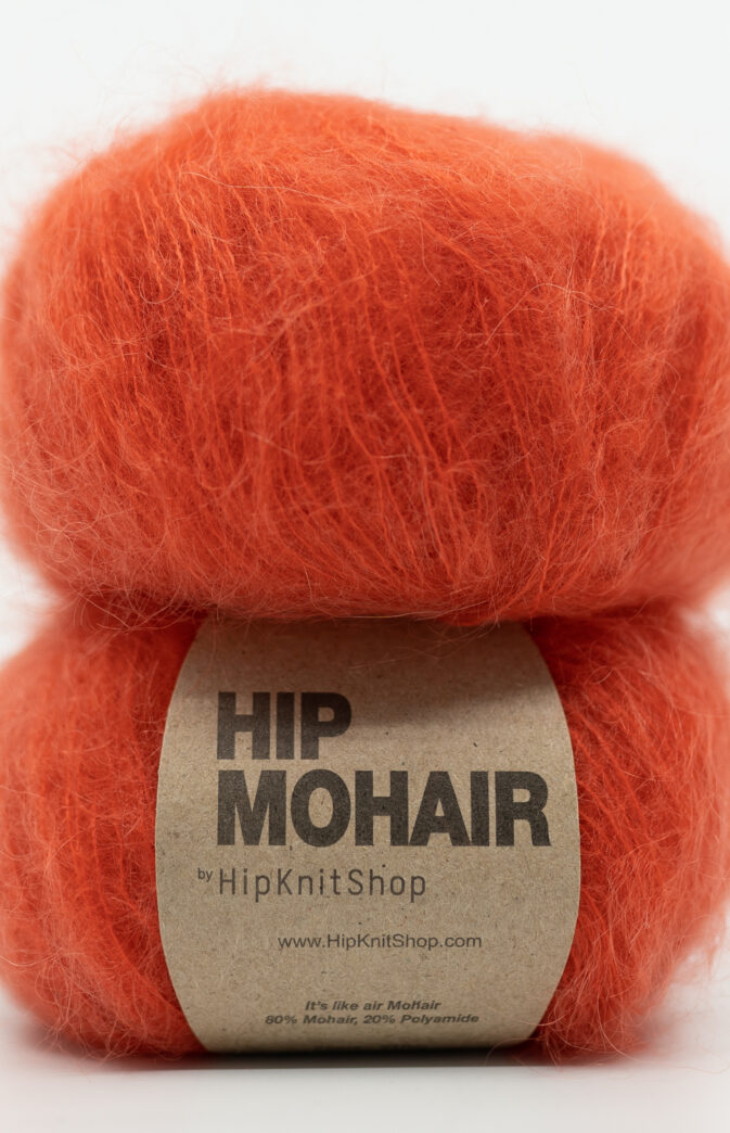 rød mohair garn
