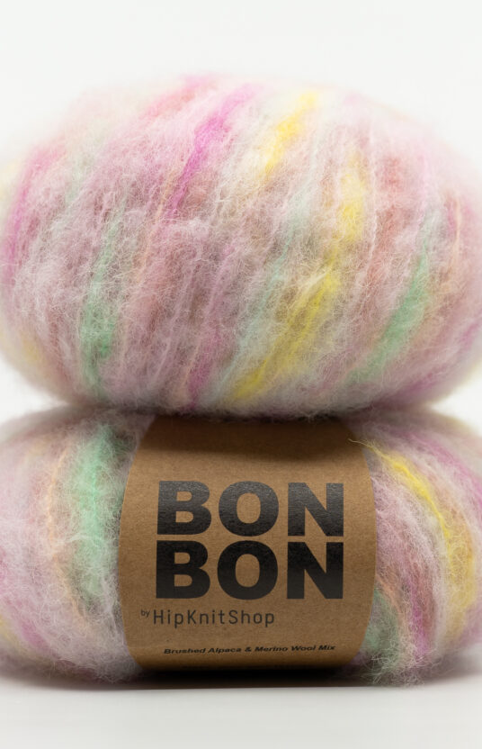 håndfarget garn BonBon børstet alpakka