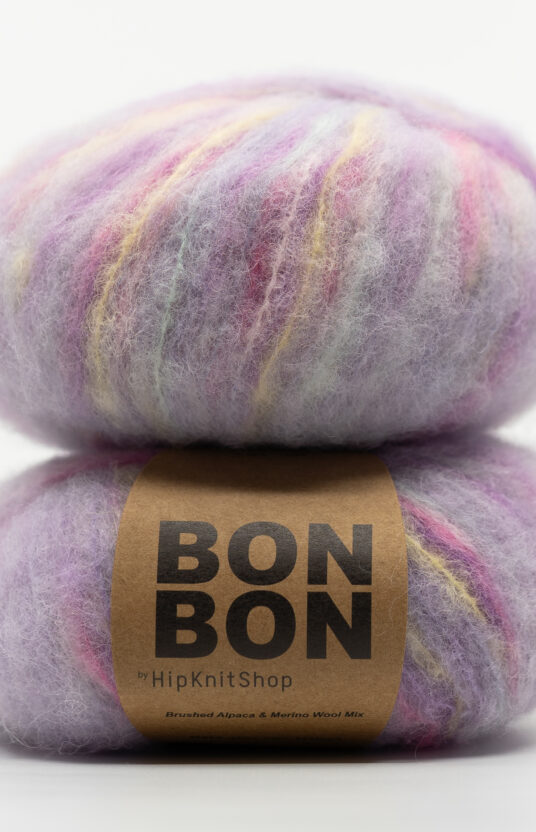 lilla håndfarget garn bonbon