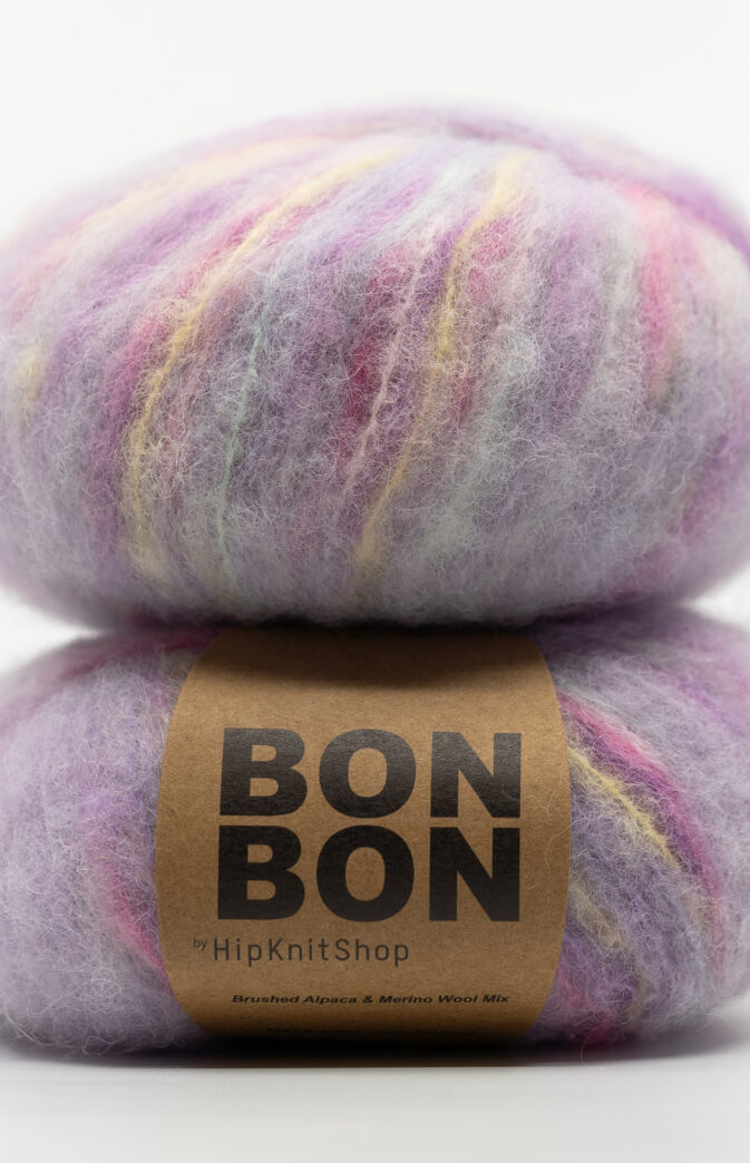 lilla håndfarget garn bonbon
