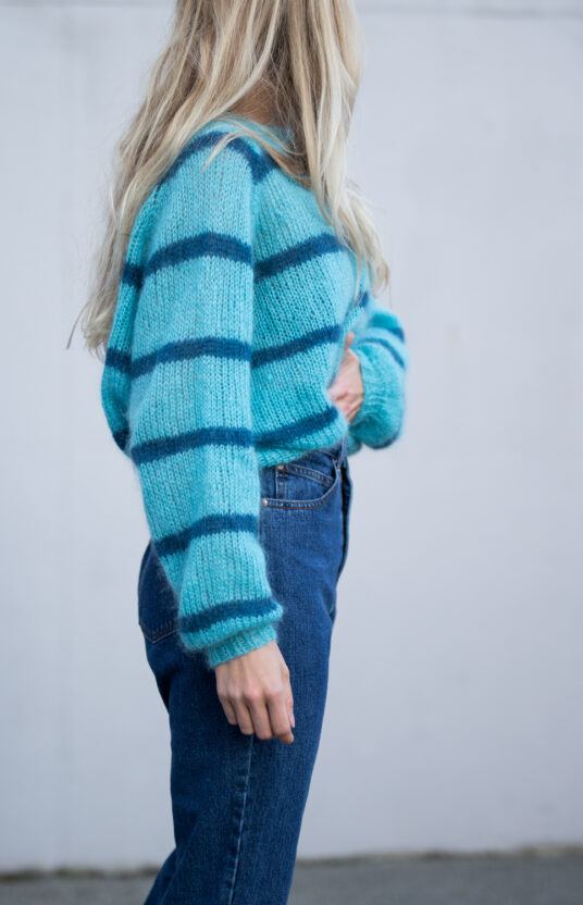 stripegenser dame strikkeoppskrift