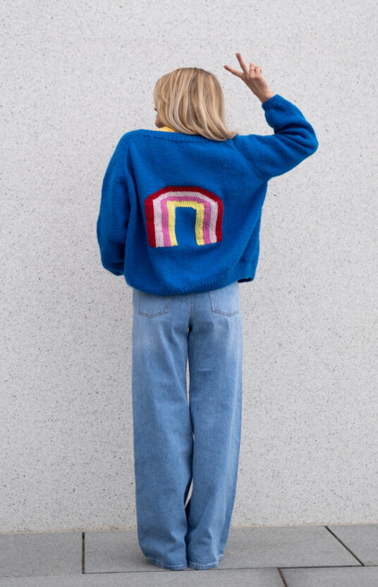 knitted cardigan rainbow