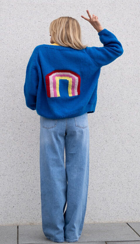 knitted cardigan rainbow