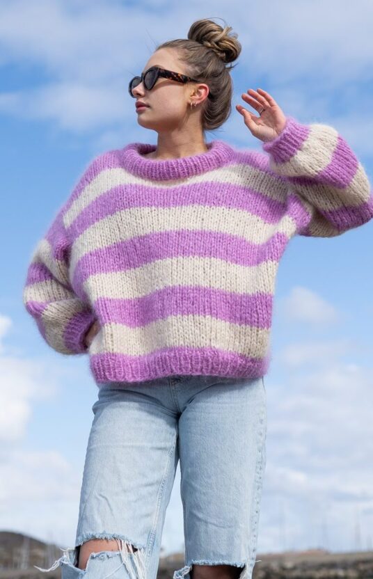 mohairgenser med striper chunky oversized