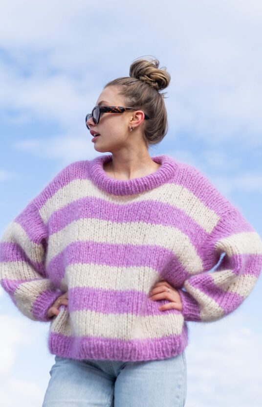 mohairgenser med striper chunky oversized