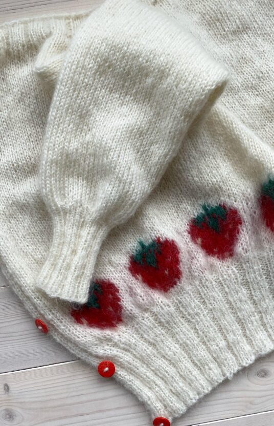 strawberry knit cardigan
