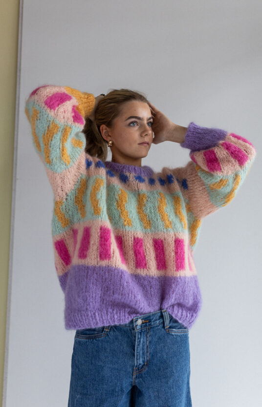 Candyfloss 80s genser purple/mint garnpakke